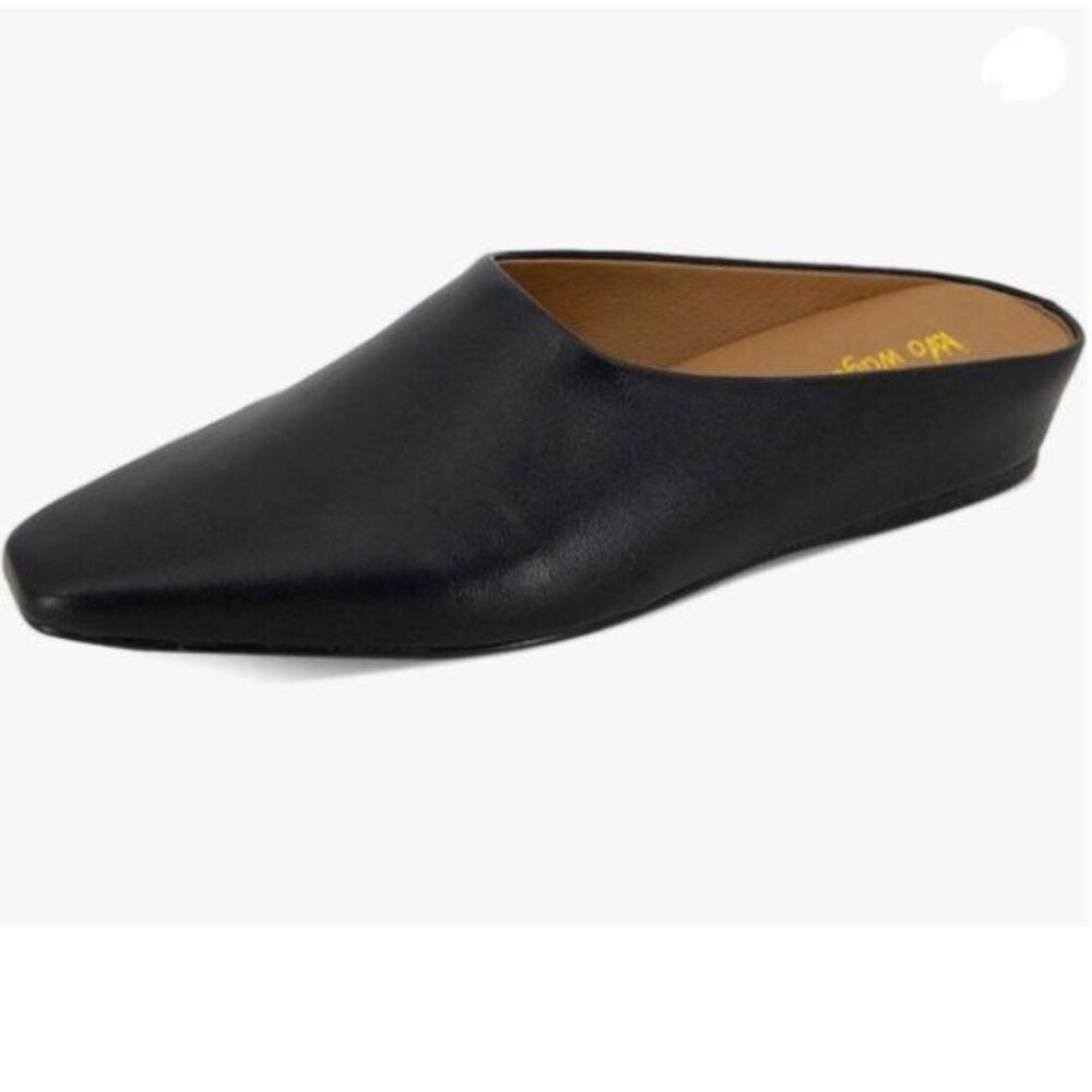 Black Leather Mules